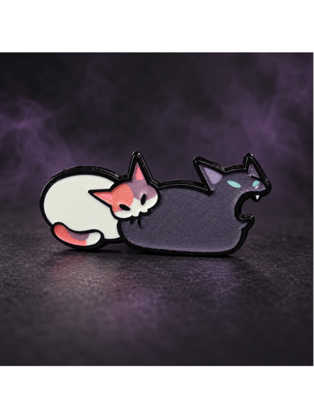 Cute Vampire Cat Duo PVC Lapel Pin Gothic Halloween